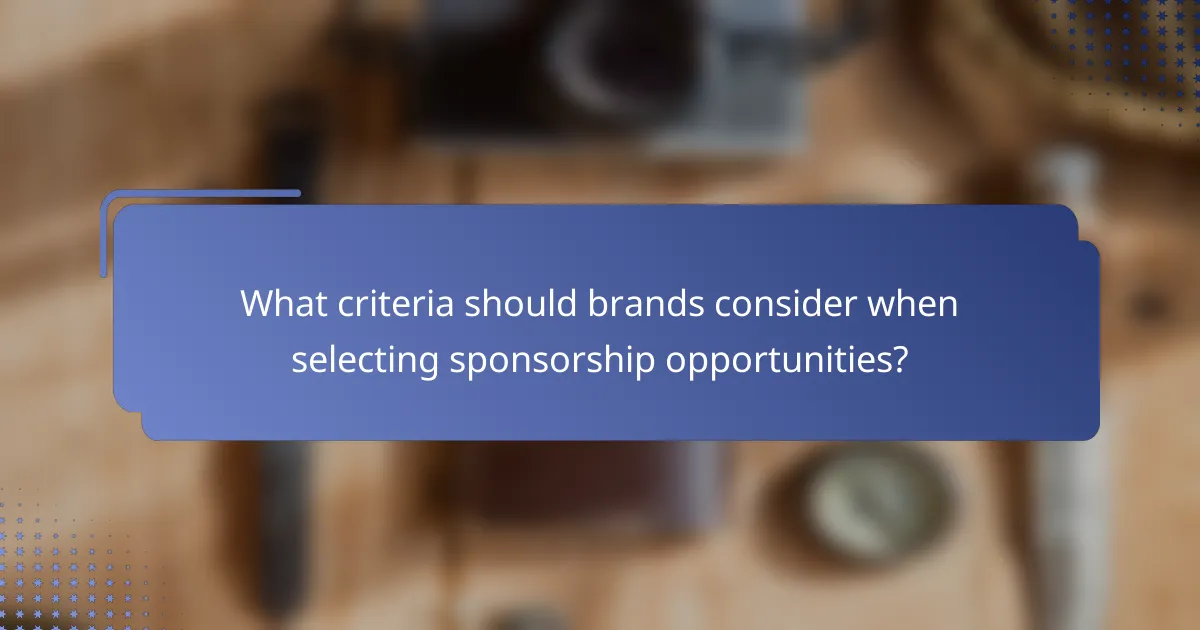 What criteria should brands consider when selecting sponsorship opportunities?